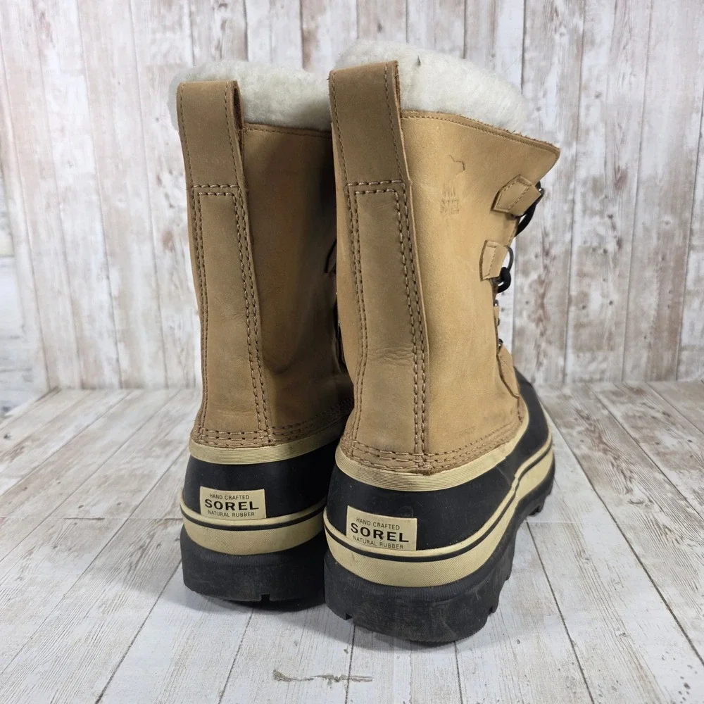 Sorel Mens Waterproof Winter‎ Snow Boots Tan Black Lace Up Insulated Size 11